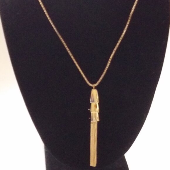 Vince Camuta Gold Tone Tassel Necklace Longer Length NWT - Picture 5 of 8